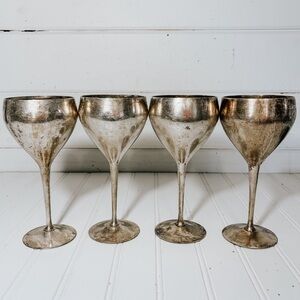 Vintage Silver Plated Goblets | Leonard | Set of 4 | Ralph Lauren Aesthetic